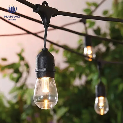 Outdoor LED Double Filament S14 String Lights Rainproof E27 EU/US Standard IP65 for Christmas Atmosphere Marquee Camping