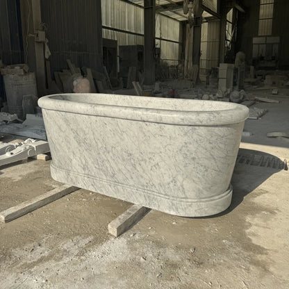 Italy Carrara Hotel Quality Freestanding Marble Bathtub Best Traditional Design for Soaking Cultured Marble Bathtub