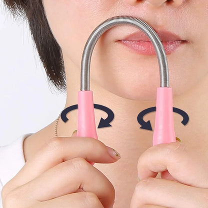 Pain-Free Pink Orange Handheld Beauty Epilator for Women Stainless Steel Spring Threading Tool for Facial Hair Removal for Face