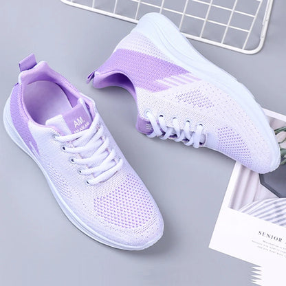 Y Black Green Purple Women's Shoes Flying Woven Mesh Sneakers Casual Light Soft Sole Sports Running Waking Style Shoes