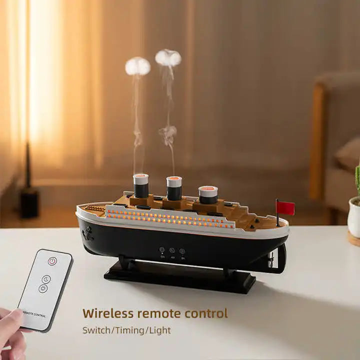 2025 Electric Ship Diffuser Humidifier Ultrasonic Essential Oil Jellyfish Diffuser Desktop Smart Home Boat Diffuser for Office