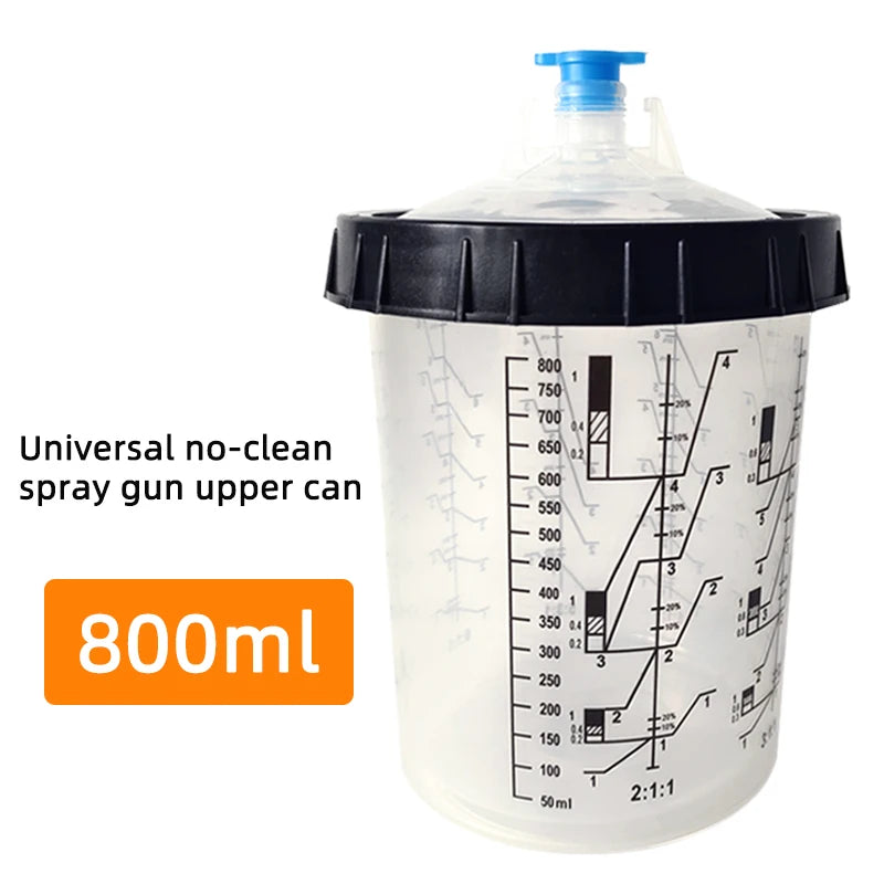 800ML  Spray Gun Disposable Gun Pot With Scale Plastic Transparent Paint Mixing Cup Disposable Measuring Cup With Adapter