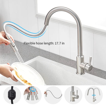 Touch Sensor Smart Kitchen Sink Faucet Flexible Pull Out Spout Deck-mount Hot Cold Water Mixers Kitchen Tap