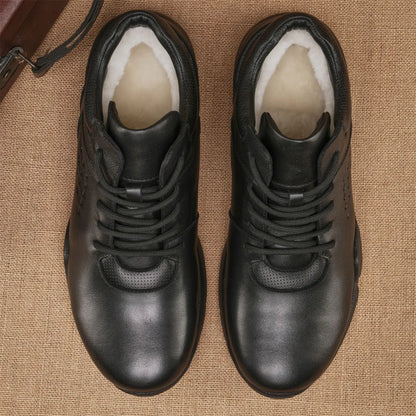 Men's Genuine Leather Ankle Boots Round Toe Rubber Outsole EVA Midsole Plush Lining Comfortable Autumn Wear