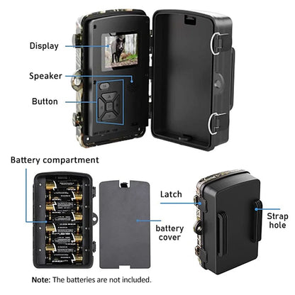 DH1 Wildlife Trail Camera Night Vision  Animal Trap Camera 1080P IR Trail Hunting Camera With Wide-angle Lens IP66 Waterproof