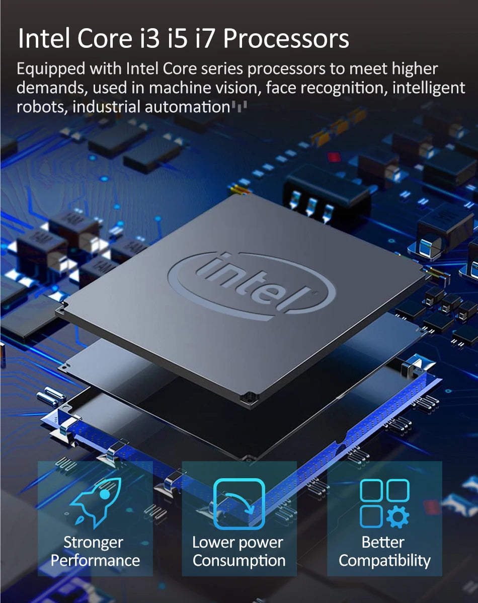 Fanless Industrial Mini PC Dual LAN 2*COM RS232 Core i5 5200U i3 5005U Celeron 2955U DDR3L WIFI Support Linux Ubuntu Computer