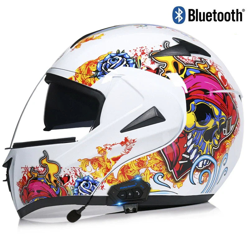 Carbon Fiber Pattern Electric Scooter Motorcycle Blueto0th Wireless Headphone Speaker Open Face Double Lens Full Face Helmets