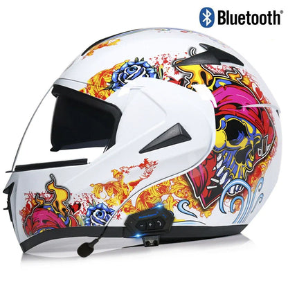 Carbon Fiber Pattern Electric Scooter Motorcycle Blueto0th Wireless Headphone Speaker Open Face Double Lens Full Face Helmets