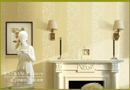 Champagne European 3D Vertical Stripe Wallpaper Bedroom Living Room Hotel Engineering Modern Simple Wallpaper