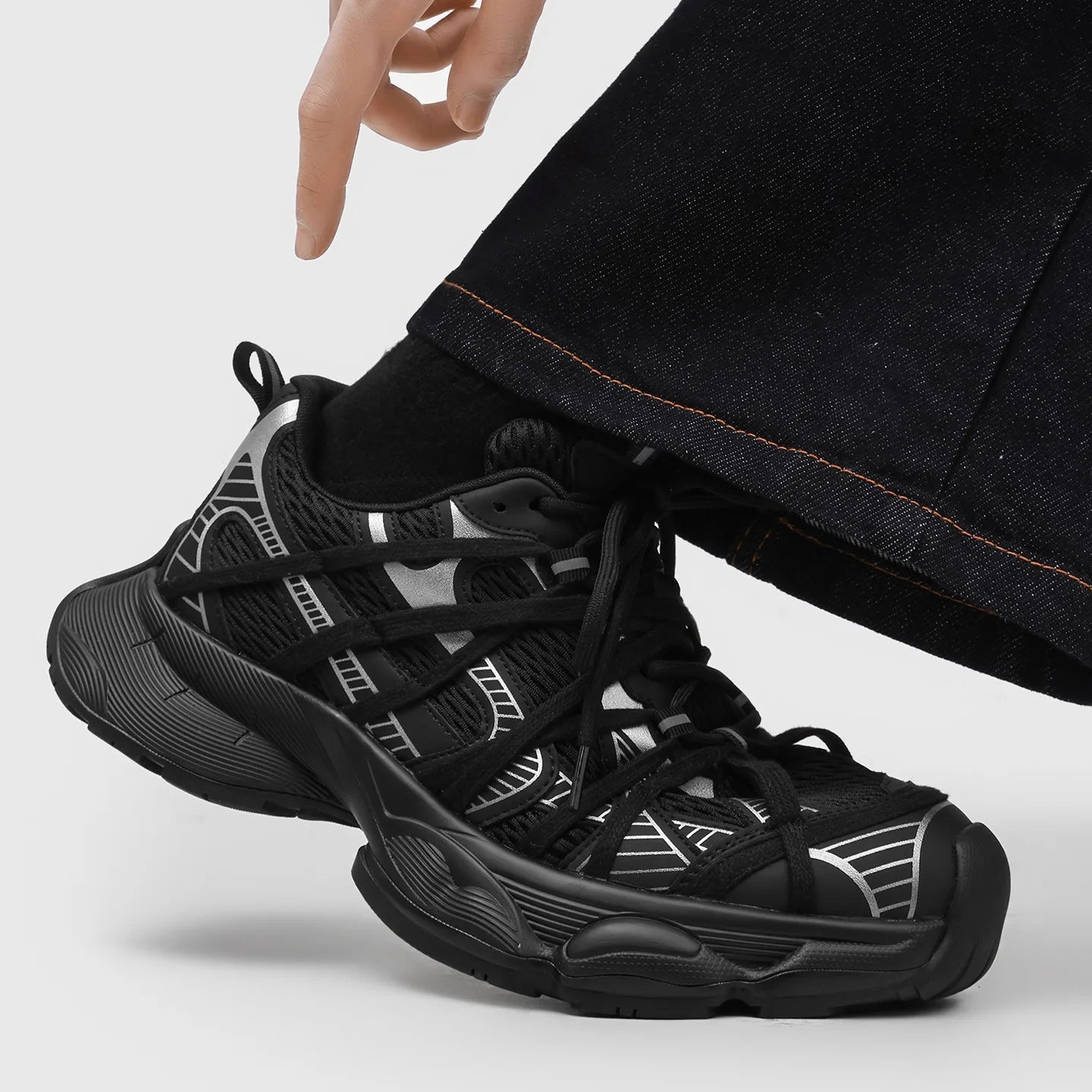 Empire Chunky Sneakers Mesh Upper Breathable Cushioned Rubber Outsole Height Increasing All Seasons Sporty Toe Lace-up Shoes