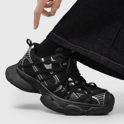 Empire Chunky Sneakers Mesh Upper Breathable Cushioned Rubber Outsole Height Increasing All Seasons Sporty Toe Lace-up Shoes