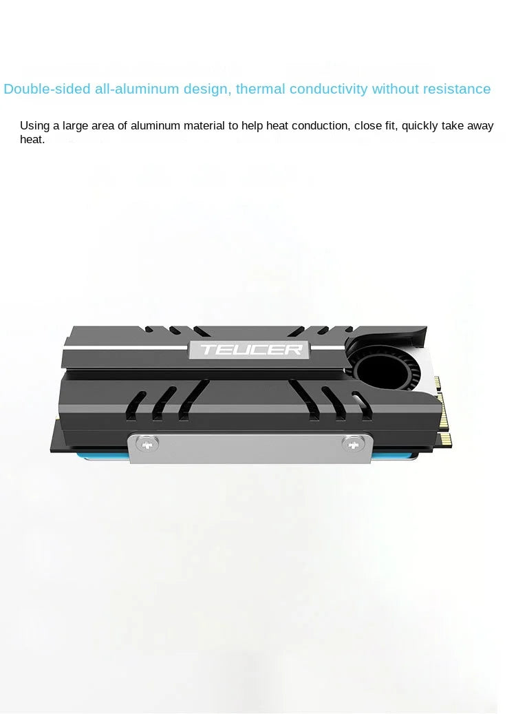 TEUCER M.2 2280 NVME SSD Cooling Vest Radiator Heat Sink with Fan in Stock