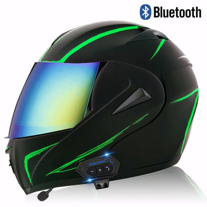 Carbon Fiber Pattern Electric Scooter Motorcycle Blueto0th Wireless Headphone Speaker Open Face Double Lens Full Face Helmets