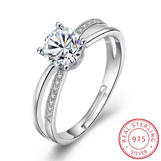 925 Sterling Silver Wedding Ring For Women Cross Zirconia Luxury Opening Ring anel de prata Valentine's Day Present S-R131
