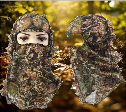 New Ghillie Suit Ghillie Camouflage Leafy Hat 3D Full Face Mask Headwear Turkey Camo Hunter Hunting Accessories