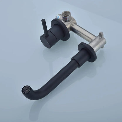 Modern Polished Chrome Single Handle Wall-Mounted Bathroom Faucet with Ceramic Valve Core and Brass Construction