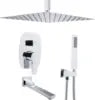 Brushed Gold Concealed Shower Mixer Set 16 Inch Ceiling Mounted Rain Shower System Rainfall Stainless Steel Shower Head