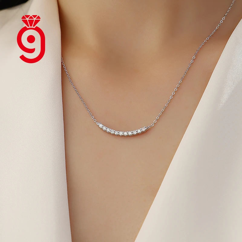Custom Moissanite Pendant Necklace VVS1 Diamond Simple Charm Bar Necklace Women Gift 925 Sterling Silver Jewelry Necklace