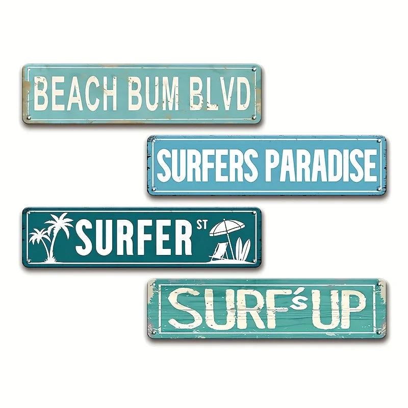 Tropical Beach Logo Wall Decoration Tropical Iron Rectangle UV Printed Weatherproof Beach Theme Painting