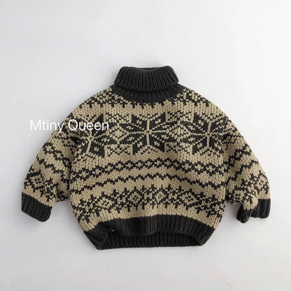 Baby Turtleneck Sweater Children Clothing Tops 1-6 Year Boys Girls Knitted Tops Children's Korean Kids  Toddler Boys Sweaters