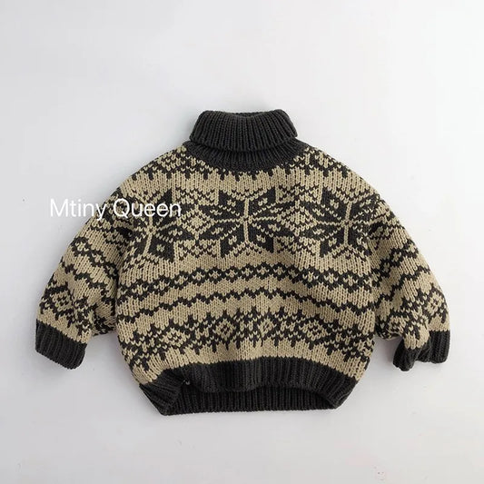 Baby Turtleneck Sweater Children Clothing Tops 1-6 Year Boys Girls Knitted Tops Children's Korean Kids  Toddler Boys Sweaters