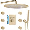 12-Inch Brushed Chrome LED Rain Shower Head System Thermostatic Mixer Single Handle Contemporary Brass Design Hotels Massage Jet