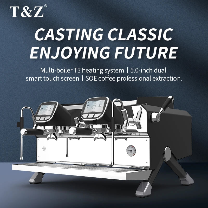 Commercial 2 Group Semi-Automatic Espresso Machine 9 Bar Pressure Stainless Steel Boiler 6200W Power Precise Temperature Control