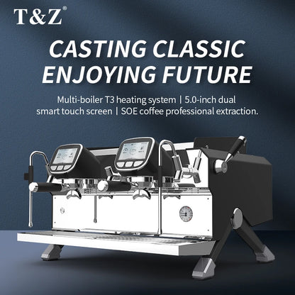 Commercial 2 Group Semi-Automatic Espresso Machine 9 Bar Pressure Stainless Steel Boiler 6200W Power Precise Temperature Control