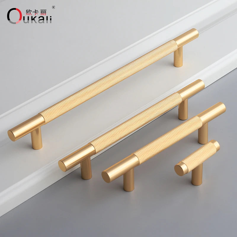New T Bar Shape Furniture Hardware Supplies Kitchen Gold Cupboard Cabinet Drawer Door Cupboard Knurled  Handles