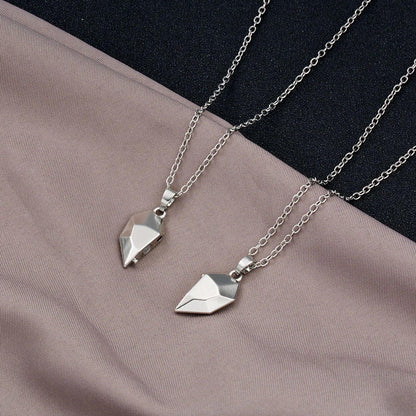 2Pcs Magnetic Heart Couple Necklace For Women Valentine's Day Sweater Chain For Best Friend Lovers Wedding Party Gift Jewelry