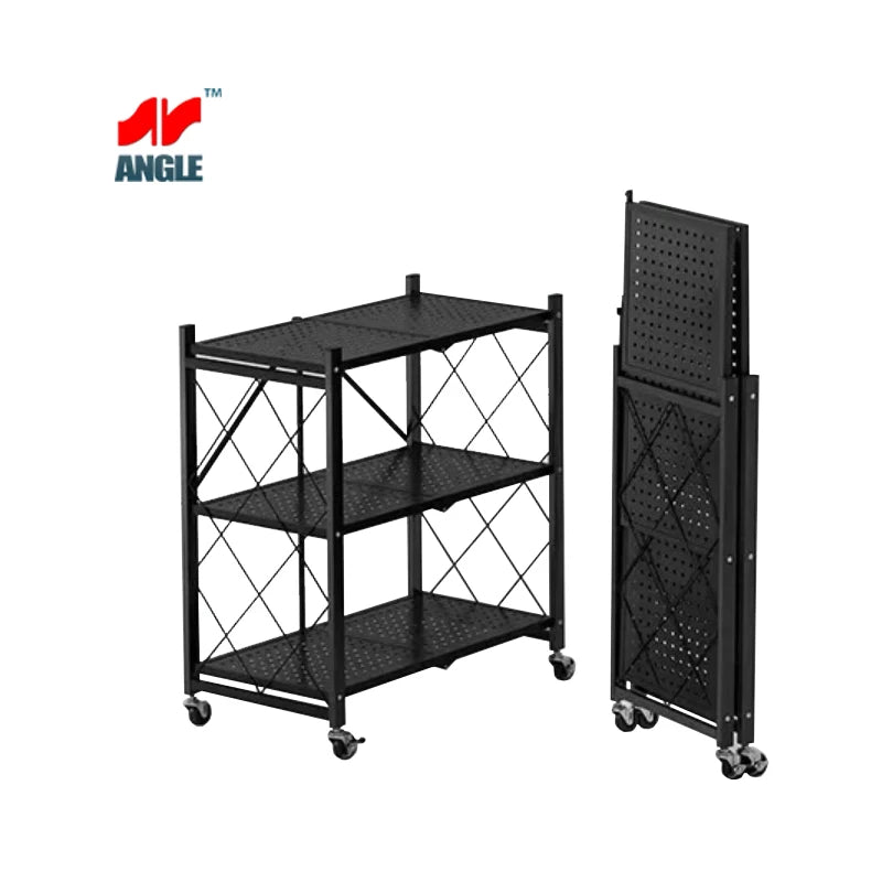 Folding Shelf 5 Layer Metal Storage Rack for Kitchen Bathroom