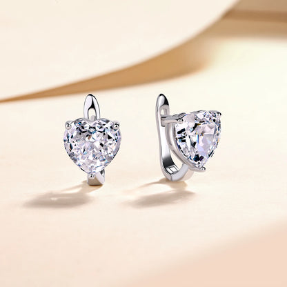S925 Sterling Silver Heart CZ Hoop Earrings Dazzling Cubic Zirconia Huggie Hoops for Women