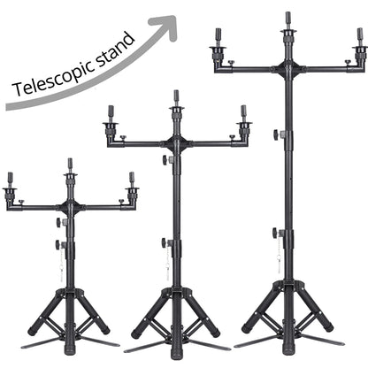 3 Arms Adjustable Wig Stand Tripod 50inch Heavy Duty Mannequin Head Stand for Hairdressing Training with Carrying Bag