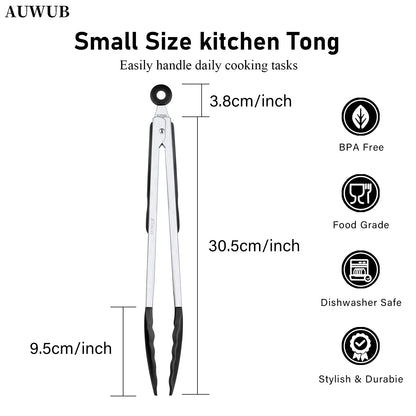 12 Inch Heat-Resistant BBQ Silicone Food Clip Grilling Locking Metal Silicone Foods Tong Kitchen Ergonomic Grip Tongs