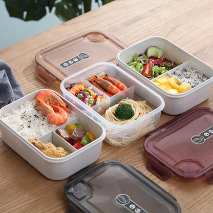School Office Reusable Microwaveable Meal Prep Food Storage Container BPA-free PP 3 Compartment Simple Plastic Bento Lunch Box