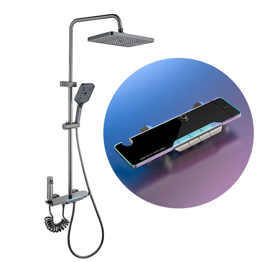 With Brass Piano Keys 4 Mode Faucet and Shower Rod Extension for Hotel, Home Bathrooms.stainless Faucet 12 Inch Shower Head