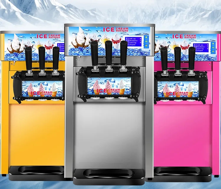 Commercial Automatic Table Top Ice Cream Machine 3 Flavors Soft Ice Cream for Sale Made with Fresh Milk
