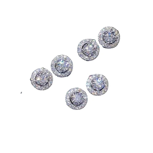 Wholesale High Quality Fashion Wedding Accessories Jewelry Natural Round Diamond 18K Pure Earring Stud by PDG ibma