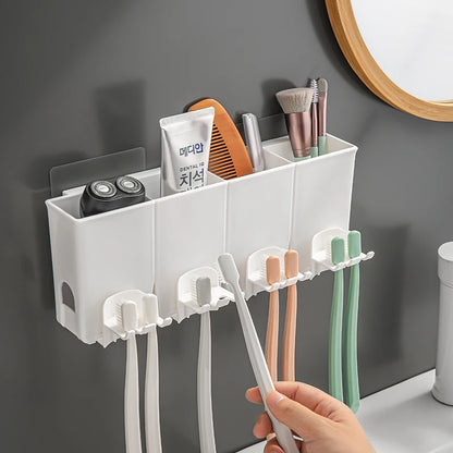 Toothbrush Storage Rack, Bathroom, No Punching Four Mouthed Wash Cup, No Punching Set