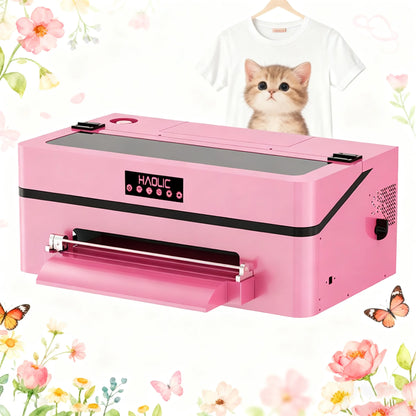 Haolic Pink 13inch DTF Printer XP600 A3  Ideal for Custom T Shirt Printing  Apparel Transfers