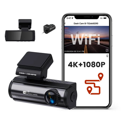 4K 3.2 Inch Hidden Mini Dash Cam With Front and Rear Wifi GPS FHD 2160P Rear View Camera Night Vision Auto Camera for Car