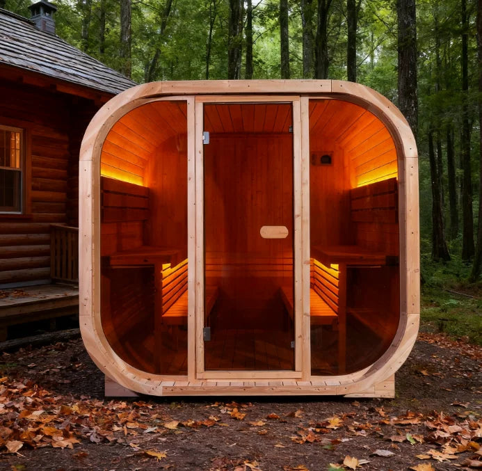 Elegant Square Home Sauna Suite Featuring a Professional Stainless Steel Heater