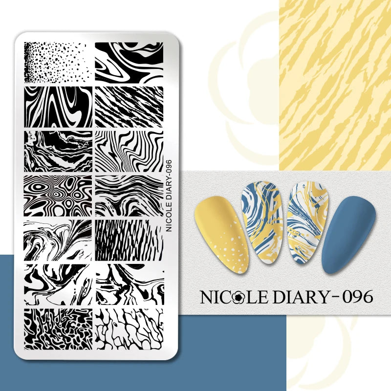 NICOLE DIARY Rose Flower Nail Stamping Plates Image Template Valentine's day Love Heart Printing Stencil Nail Art Manicure Tools