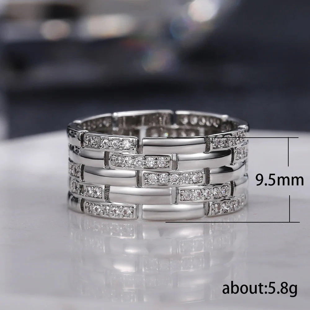 Q653 Silver Diamond Rings Round Brilliant Cut Natural G Color Classic Unisex Wedding Jewelry