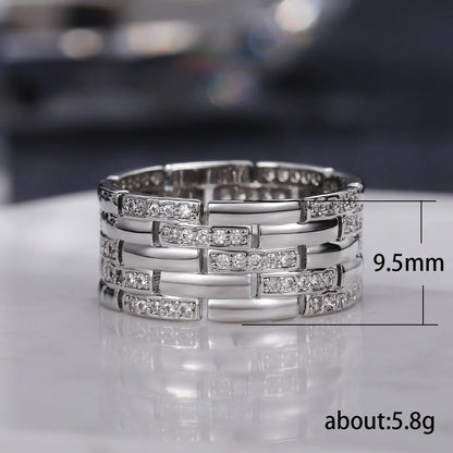 Q653 Silver Diamond Rings Round Brilliant Cut Natural G Color Classic Unisex Wedding Jewelry