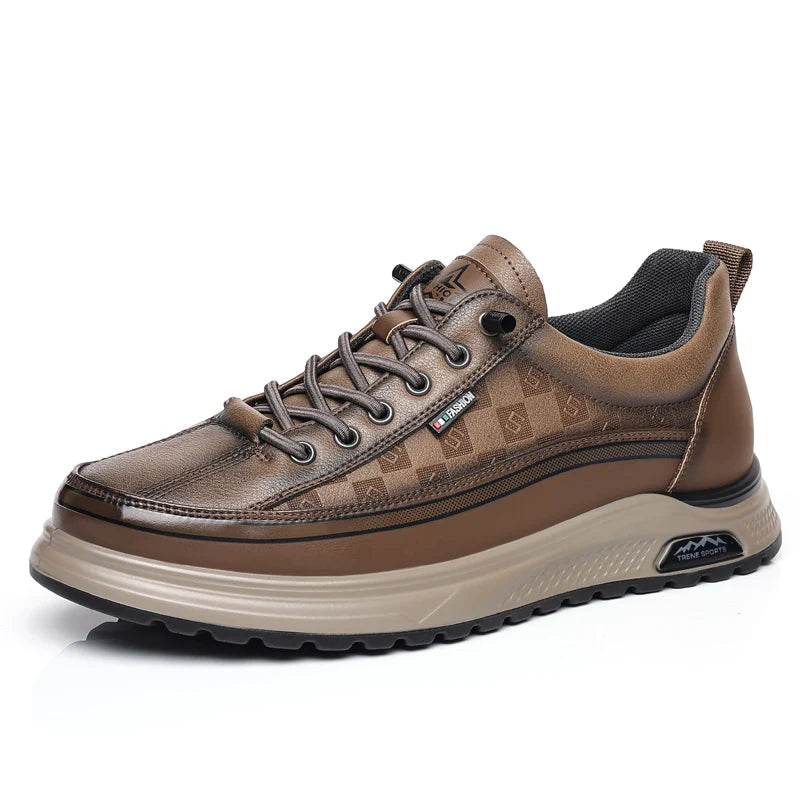 New High Quality Cowhide Shoes Men Classic Business Gentleman Oxford Real Cow Leather Elevator Sneaker Lace-up Brand Shoe Office