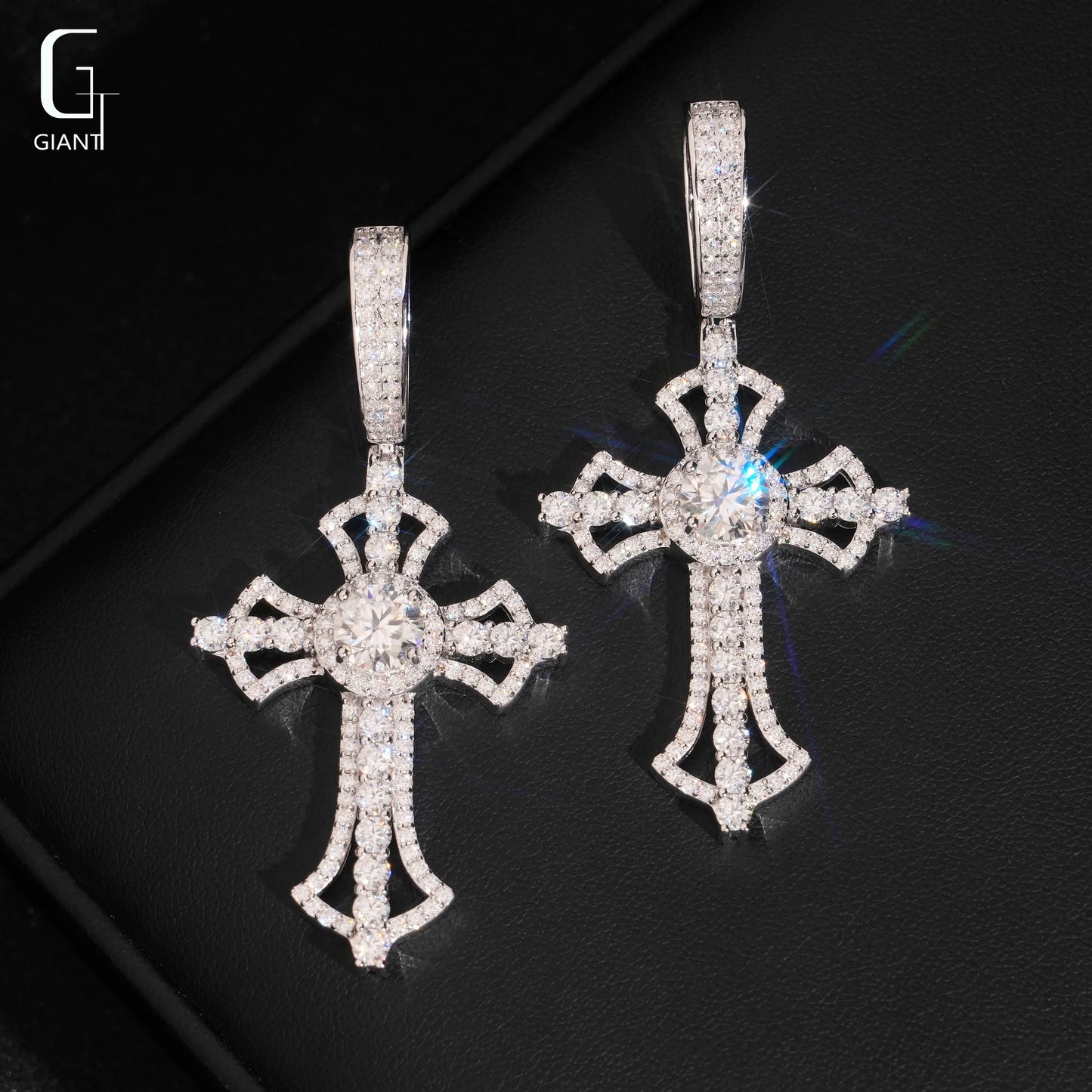USA Warehouse Ready to Ship Cross Charms Pendant 925 Sterling Silver Moissanite Iced Out Cross Pendant Men Pass Diamond Tester