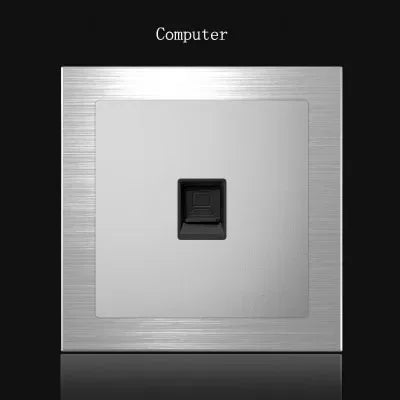 1 Way Light Switch Any Click Household Silver Aluminum Alloy Panel Switch Socket 90V-250V