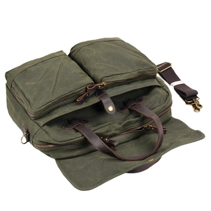 Soft Batik Canvas Men's Business Briefcase 15.6 Inch Computer Bag Retro Casual Handheld Shoulder Crossbody Bag