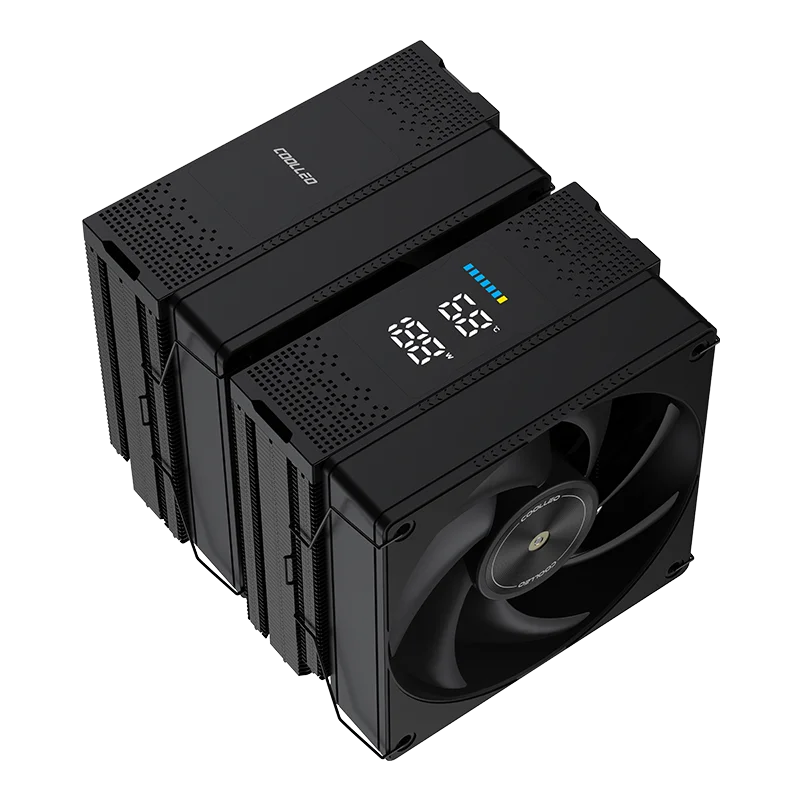 COOLLEO P60T DIG BK Two-Tower Computer Case Air Cooler 6 Heat Pipes CPU Cooling LGA115X/1200/1700/1851 for Ryzen AM4/AM5 275W